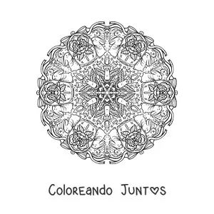 Imagen para colorear de mandala de conejos en Halloween para niños