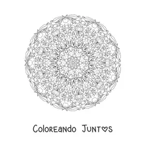 Imagen para colorear de mandala de fresas y flores para niños