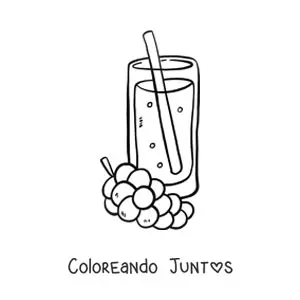 Imagen para colorear de un vaso con jugo de uva y un popote