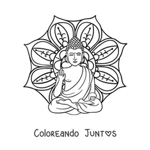 Imagen para colorear de mandala con Buda