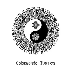 Imagen para colorear de mandala del yin yang
