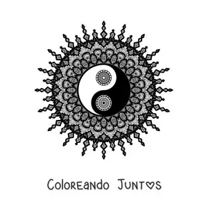 Imagen para colorear de mandala del yin yang