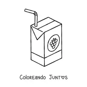 Imagen para colorear de un jugo de uva en envase de cartón con popote