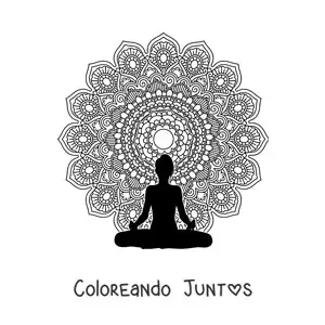 Imagen para colorear de mandala de una mujer meditando