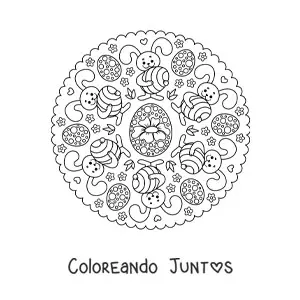 Imagen para colorear de mandala de conejo de Pascua para niños