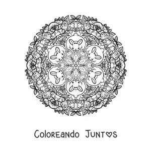Imagen para colorear de mandala de conejo de Pascua