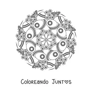 Imagen para colorear de mandala de huevos de Pascua