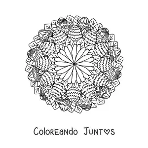Imagen para colorear de mandala de huevos de Pascua difícil
