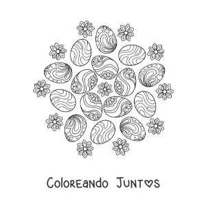 Imagen para colorear de huevos de Pascua estilo Zentangle