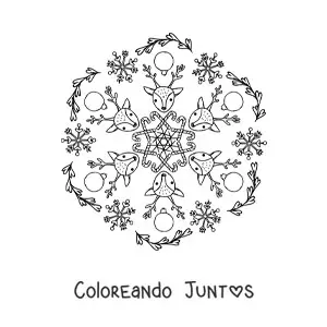 Mandala de renos y bolas de Navidad para niños
