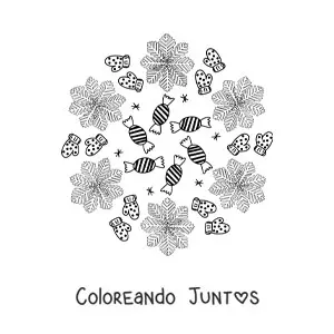 Mandala de dulces y guantes de Navidad para niños