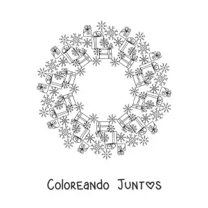 Imagen para colorear de mandala de regalos de Navidad para niños