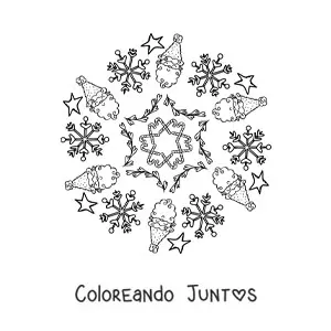 Imagen para colorear de mandala navideña de santa para niños