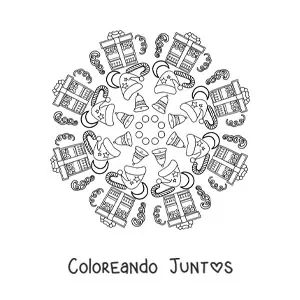 Imagen para colorear de mandala de regalos de Navidad