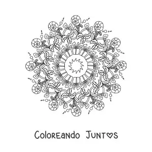 Imagen para colorear de mandala de regalos y dulces de Navidad