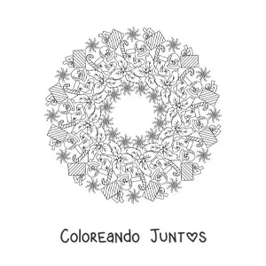 Imagen para colorear de mandala de motivos de Navidad
