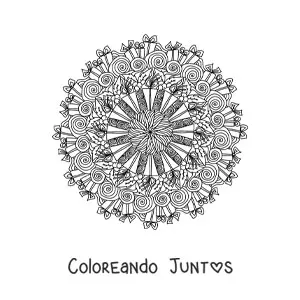 Imagen para colorear de mandala de Navidad con regalos