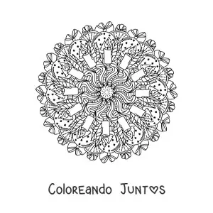 Imagen para colorear de mandala de Navidad con velas