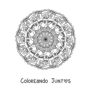 Imagen para colorear de mandala de Navidad con calcetines con dulces