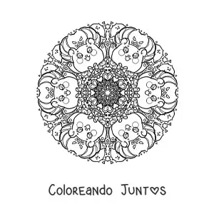 Imagen para colorear de mandala de Halloween kawaii