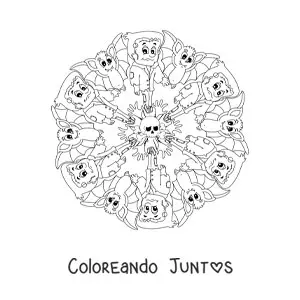 Mandala de Halloween con frankenstein y calavera