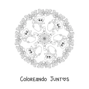 Mandala de Halloween con vampiro y ataúd