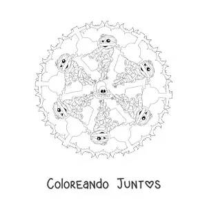 Imagen para colorear de mandala de Halloween con momia