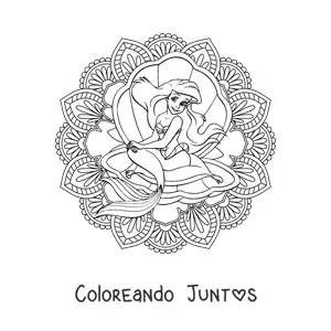 Imagen para colorear de mandala de la Sirenita de Disney