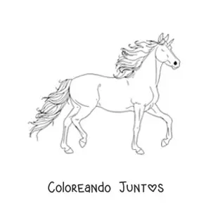 Imagen para colorear de un unicornio galopando