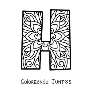 Imagen para colorear de mandala de la letra h