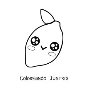 Imagen para colorear de un limón animado kawaii de ojos brillantes