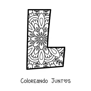 Imagen para colorear de mandala de la letra l