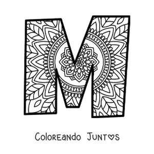 Imagen para colorear de mandala de la letra m