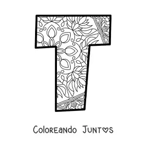 Imagen para colorear de mandala de la letra t