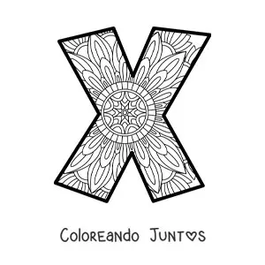 Imagen para colorear de mandala de la letra x