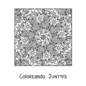 Imagen para colorear de mandala cuadrada con flores