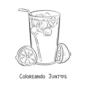 Imagen para colorear de un vaso con limonada y hielo