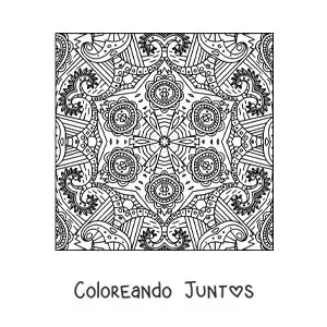 Imagen para colorear de mandala cuadrada estilo Zentangle