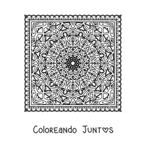 Imagen para colorear de mandala cuadrada difícil