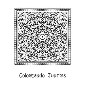 Imagen para colorear de mandala cuadrada difícil