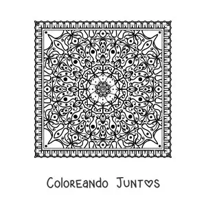 Imagen para colorear de mandala cuadrada difícil