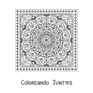 Imagen para colorear de mandala cuadrada difícil
