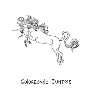 Imagen para colorear de un unicornio en dos patas embistiendo