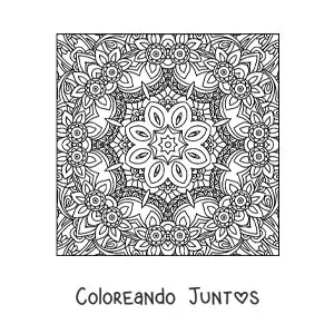 Imagen para colorear de mandala cuadrada para relajarse