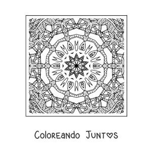 Imagen para colorear de mandala cuadrada para relajarse