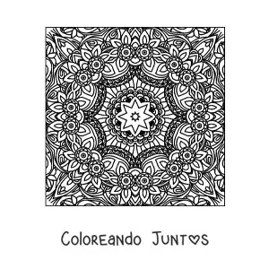 Imagen para colorear de mandala cuadrada para relajarse