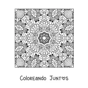 Imagen para colorear de mandala cuadrada para relajarse