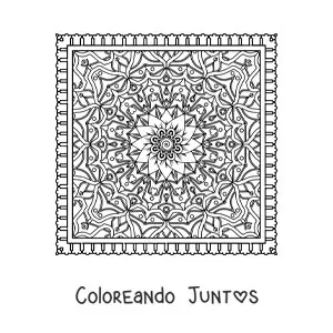 Imagen para colorear de mandala cuadrada