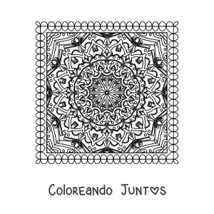 Imagen para colorear de mandala cuadrada