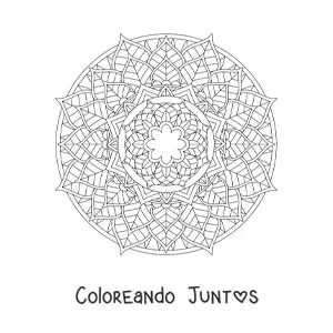 Imagen para colorear de mandala circular con flores